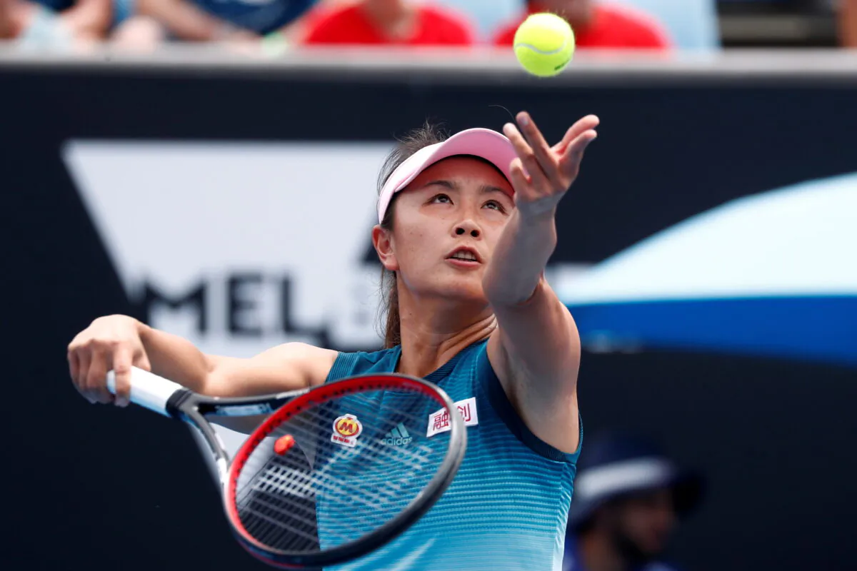 Peng Shuai, former world No.1 tennis doubles player, serves during a match at the Australian Open on Jan. 15, 2019. (REUTERS/Edgar Su/File Photo)