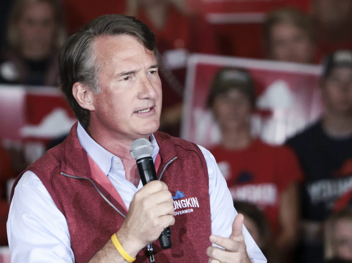 Virginia Republican gubernatorial candidate Glenn Youngkin speaks at a campaign rally at the Chesterfield County Airport in Richmond, Va., on Nov. 1, 2021. (Anna Moneymaker/Getty Images)