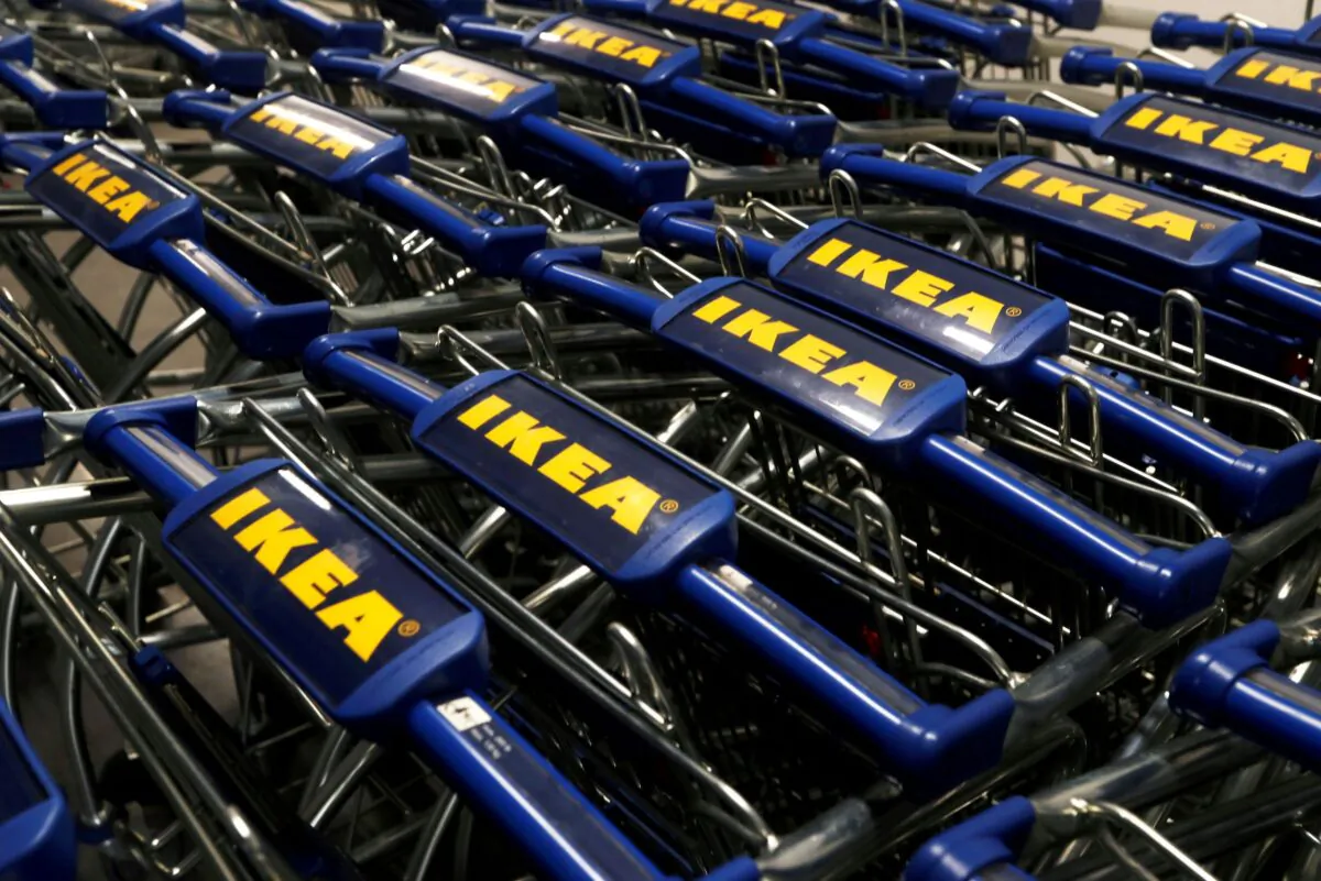 The IKEA logo is seen on shopping carts inside an IKEA store in Navi Mumbai, India, on Dec. 17, 2020. (Francis Mascarenhas/Reuters)