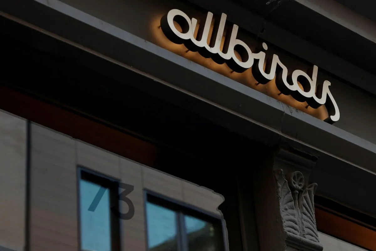 The Allbirds flagship store sign is seen in Manhattan, New York, on Sept. 7, 2021. (Shannon Stapleton/Reuters)