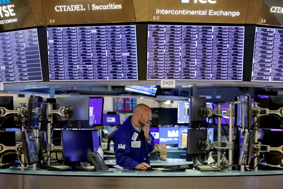 A trader works on the trading floor at the New York Stock Exchange (NYSE) in Manhattan, New York City, on Aug. 9, 2021. (Andrew Kelly/Reuters)