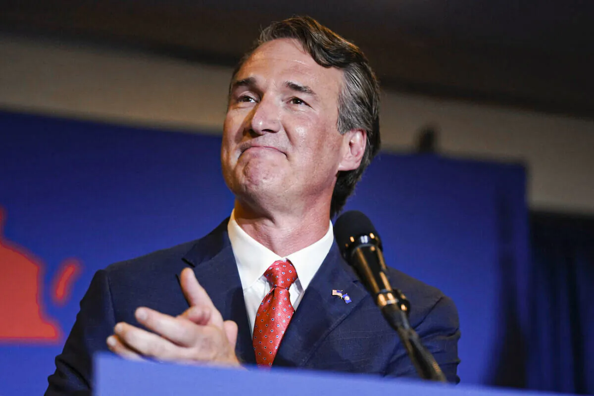 Virginia Gov.-elect Glenn Youngkin speaks at an election night party in Chantilly, Va., early Nov. 3, 2021. (Andrew Harnik/AP Photo)