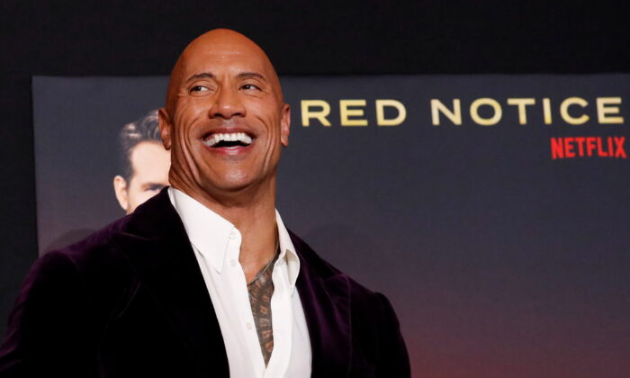 Cast subordinate   and shaper    Dwayne Johnson attends the premiere for the movie  "Red Notice" successful  Los Angeles, Cailf., connected  Nov. 3, 2021. (Mario Anzuoni/Reuters)
