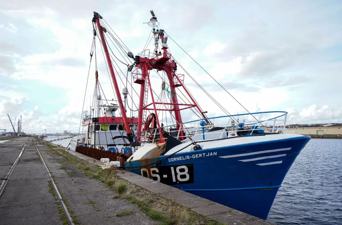 The Cornelis Gert Jan in Le Havre, where it was detained on Oct. 27,2021. (Andrew Matthews/PA)
