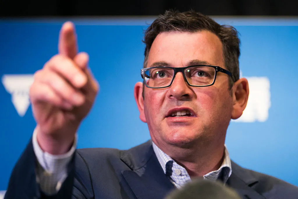 Victoria Premier Daniel Andrews speaks at a media conference in Melbourne, Australia, on Oct. 24, 2021. (Asanka Ratnayake/Getty Images)