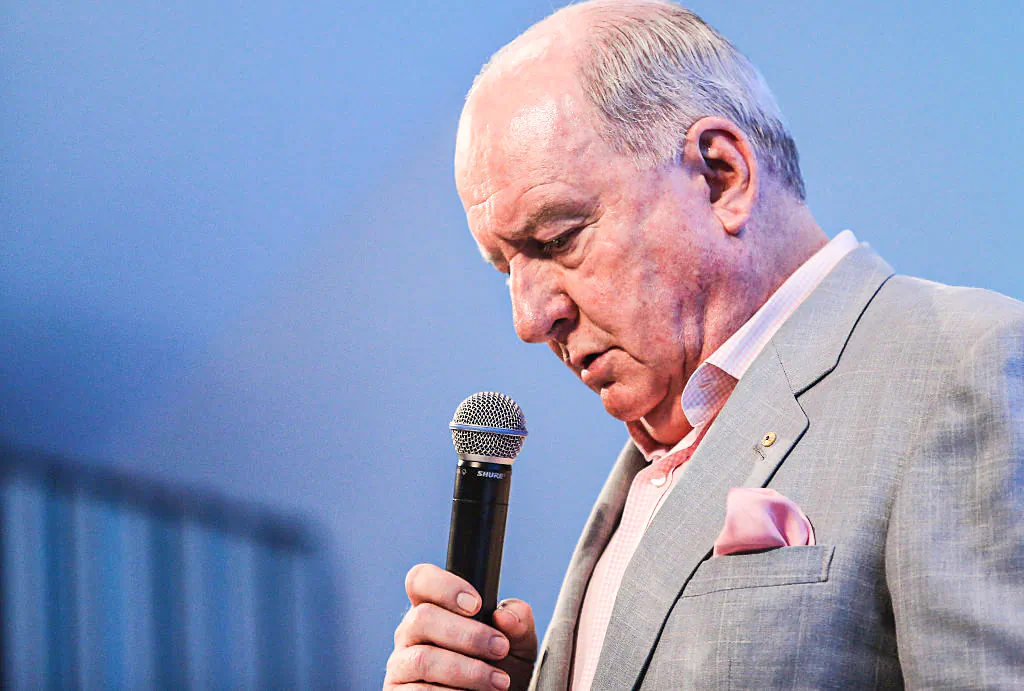 Australian radio broadcaster, Alan Jones speaks during the Ampuni (Mercy) Vigils at C3 Church, Toongabbie on Feb. 18, 2015 in Sydney. (Cole Bennetts/Getty Images)