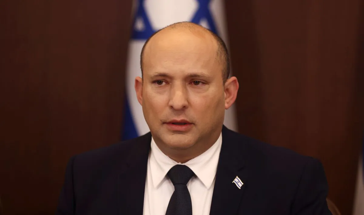Israeli Prime Minister Naftali Bennett attends a cabinet meeting at the Prime Minister's office in Jerusalem on Nov. 3, 2021. (Ronen Zvulun/Pool Photo via AP)