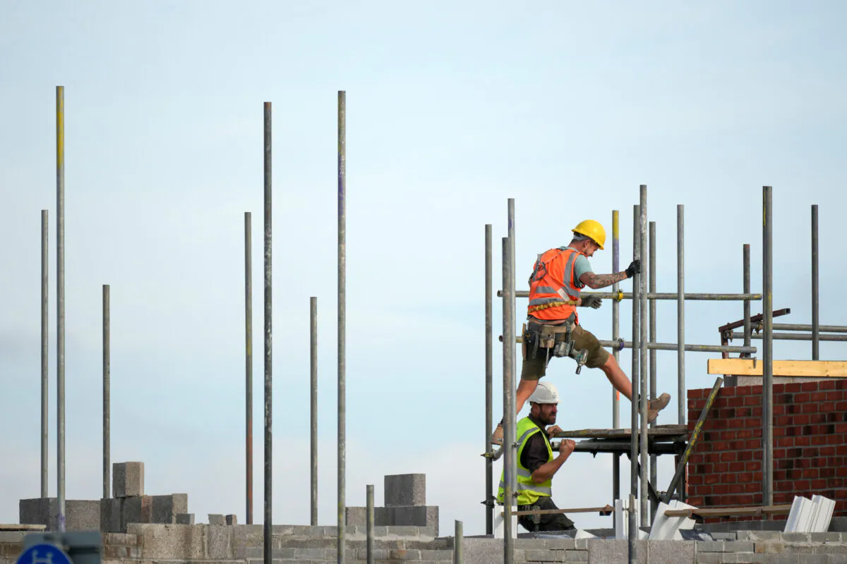 New homes being constructed in Warrington, England on Oct. 8, 2021. (Photo by Christopher Furlong/Getty Images)