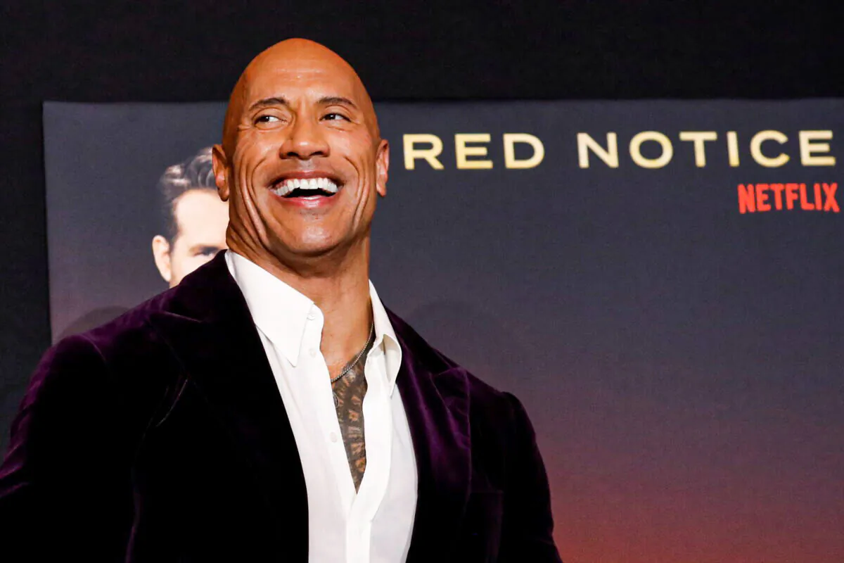 Cast member and producer Dwayne Johnson attends the premiere for the film "Red Notice" in Los Angeles, Cailf., on Nov. 3, 2021. (Mario Anzuoni/Reuters)