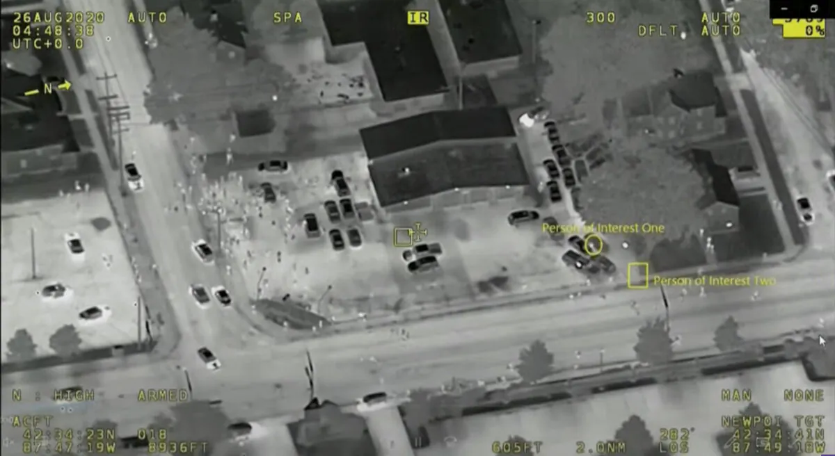 This Aug. 25, 2021, image taken from FBI video is shown during Kyle Rittenhouse's trial at the Kenosha County Courthouse in Kenosha, Wis., on Wednesday, Nov. 3, 2021. (FBI via AP)