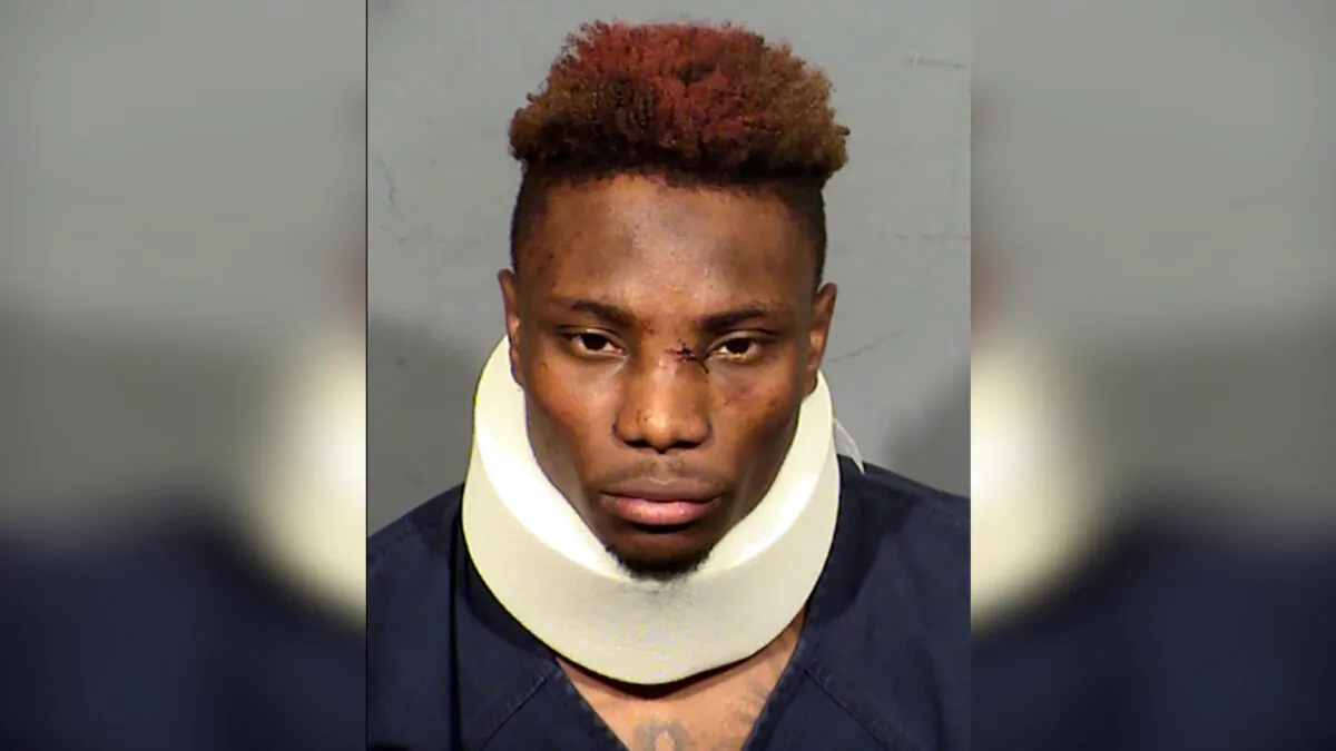 Former Las Vegas Raiders wide receiver Henry Ruggs III following his arrest on Nov. 2, 2021. (Clark County Detention Center via AP)