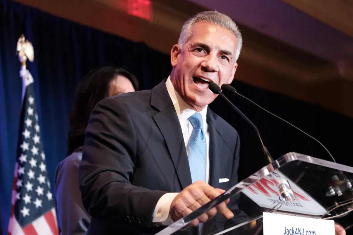 New Jersey Republican gubernatorial candidate Jack Ciattarelli speaks during a watch party in Bridgewater, N.J., on Nov. 2, 2021. (Spencer Platt/Getty Images)