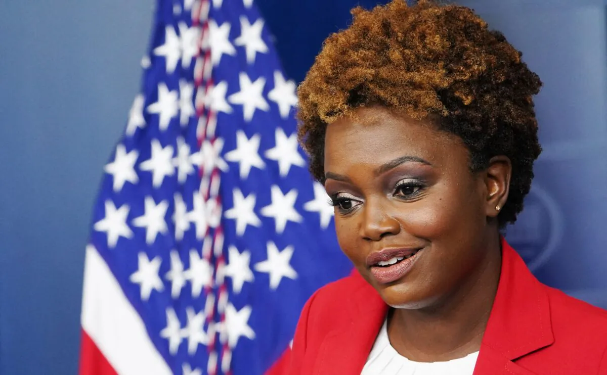 White House deputy press secretary Karine Jean-Pierre speaks during the daily briefing in the Brady Briefing Room of the White House in Washington on Nov. 4, 2021. (Mandel Ngan/AFP via Getty Images)