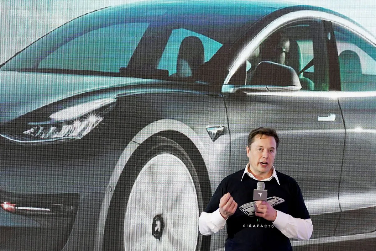 Tesla Inc. CEO Elon Musk during a delivery event for Tesla China-made Model 3 cars at its factory in Shanghai on Jan. 7, 2020. (Aly Song/Reuters)