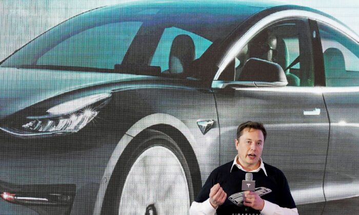 A file photo of Tesla Inc. CEO Elon Musk during a delivery event for Tesla China-made Model 3 cars at its factory in Shanghai, China, on Jan. 7, 2020. (Aly Song/File Photo/Reuters)