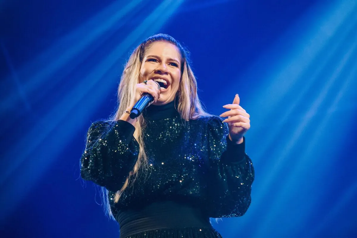 Singer Marilia Mendonça performs in Sao Jose dos Campos, Brazil on Sept. 25, 2021. (Will Dias/Futura Press via AP)