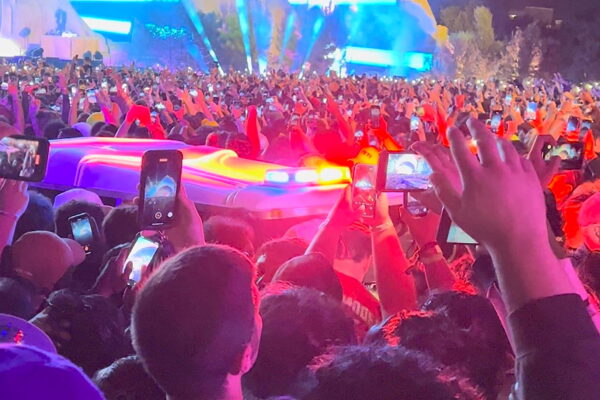 Ambulance is seen in the crowd during the Astroworld music festival in Houston