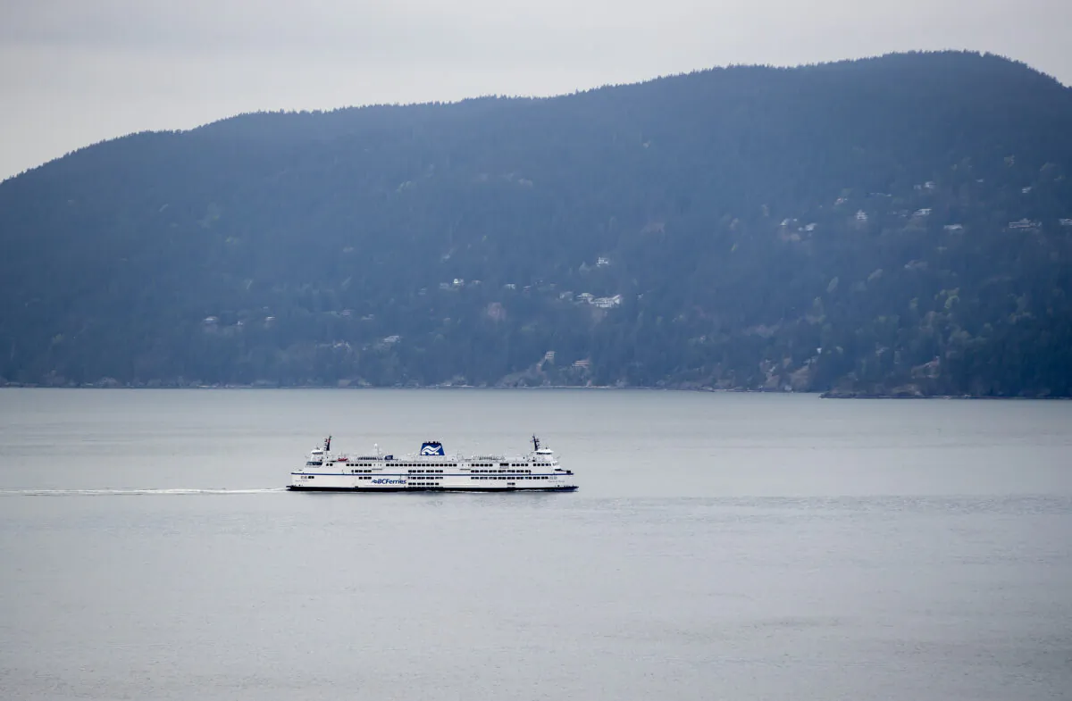 A ferry traverses Howe Sound from Horseshoe Bay to Langdale, B.C., in a file photo. Environment Canada has warned that strong winds are expected in Howe Sound, Metro Vancouver, and inland Vancouver Island on Nov. 8 and 9, 2021. (The Canadian Press/Darryl Dyck)