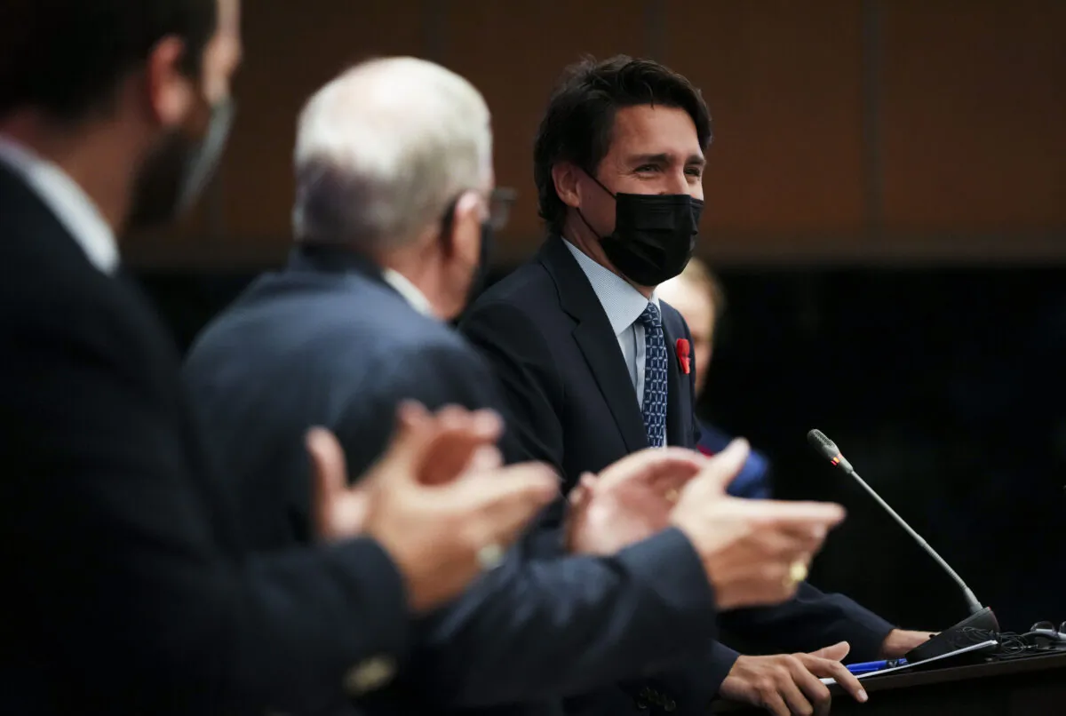 Prime Minister Justin Trudeau arrives to a caucus meeting on Parliament Hill in Ottawa on Nov. 8, 2021. (The Canadian Press/Sean Kilpatrick)