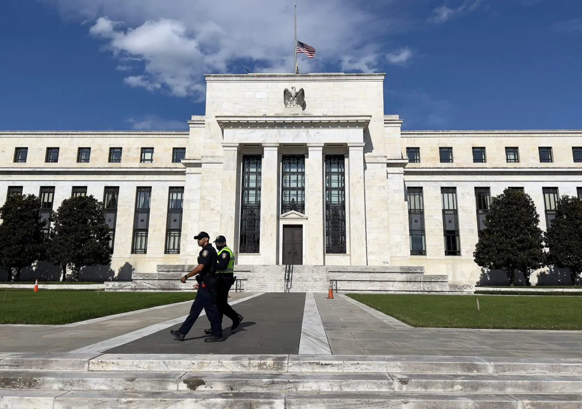 The Federal Reserve building in Washington on Oct. 22, 2021. (Daniel Slim/AFP via Getty Images)