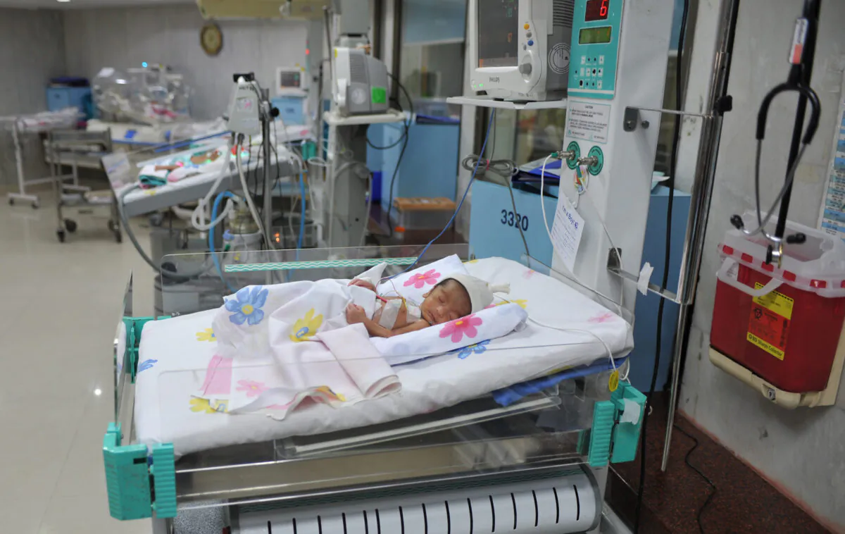 Newborn babies sleep in the neo-natal ICU ward of The Apollo Hospital in New Delhi on Oct. 29, 2011. ( Sajjad Hussain/AFP via Getty Images)