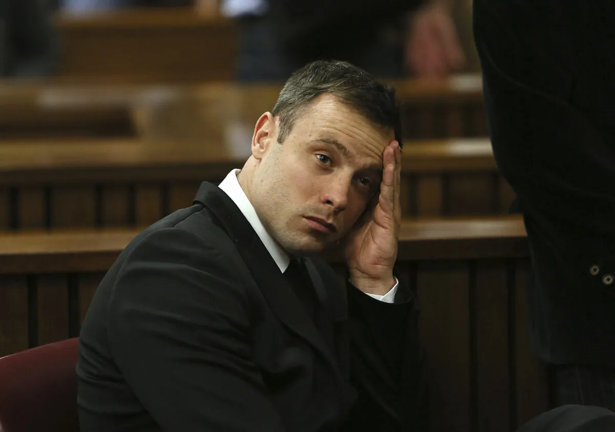 Oscar Pistorius gestures in the high court in Pretoria, South Africa, on Oct. 16, 2014. (Alon Skuy/AP Photo)