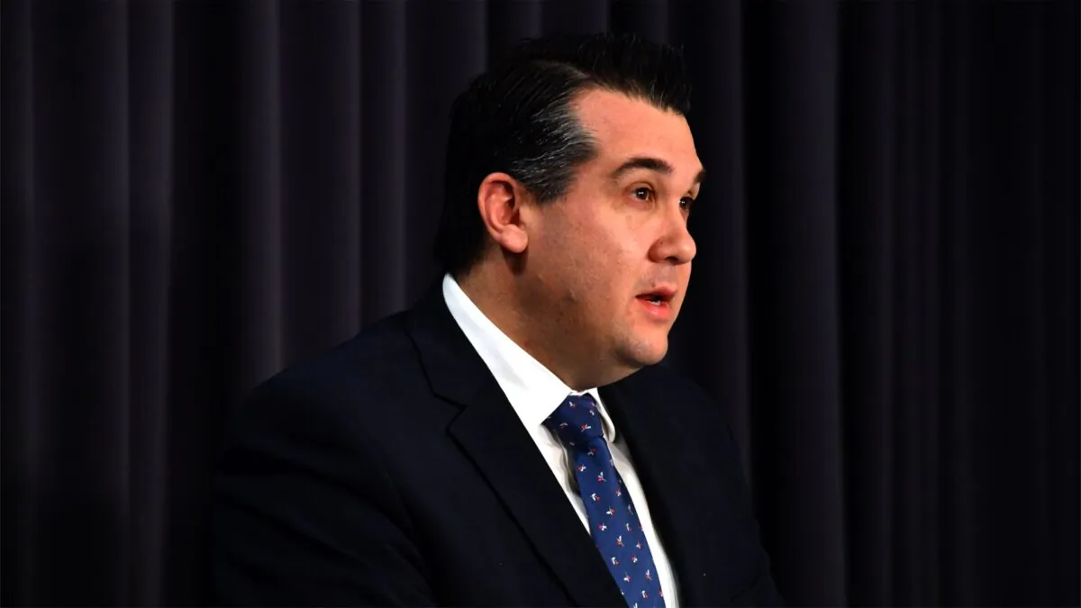 Assistant Treasurer Michael Sukkar at a press conference at Parliament House in Canberra, Friday, June 18, 2021. (Mick Tsikas/AAP Image)