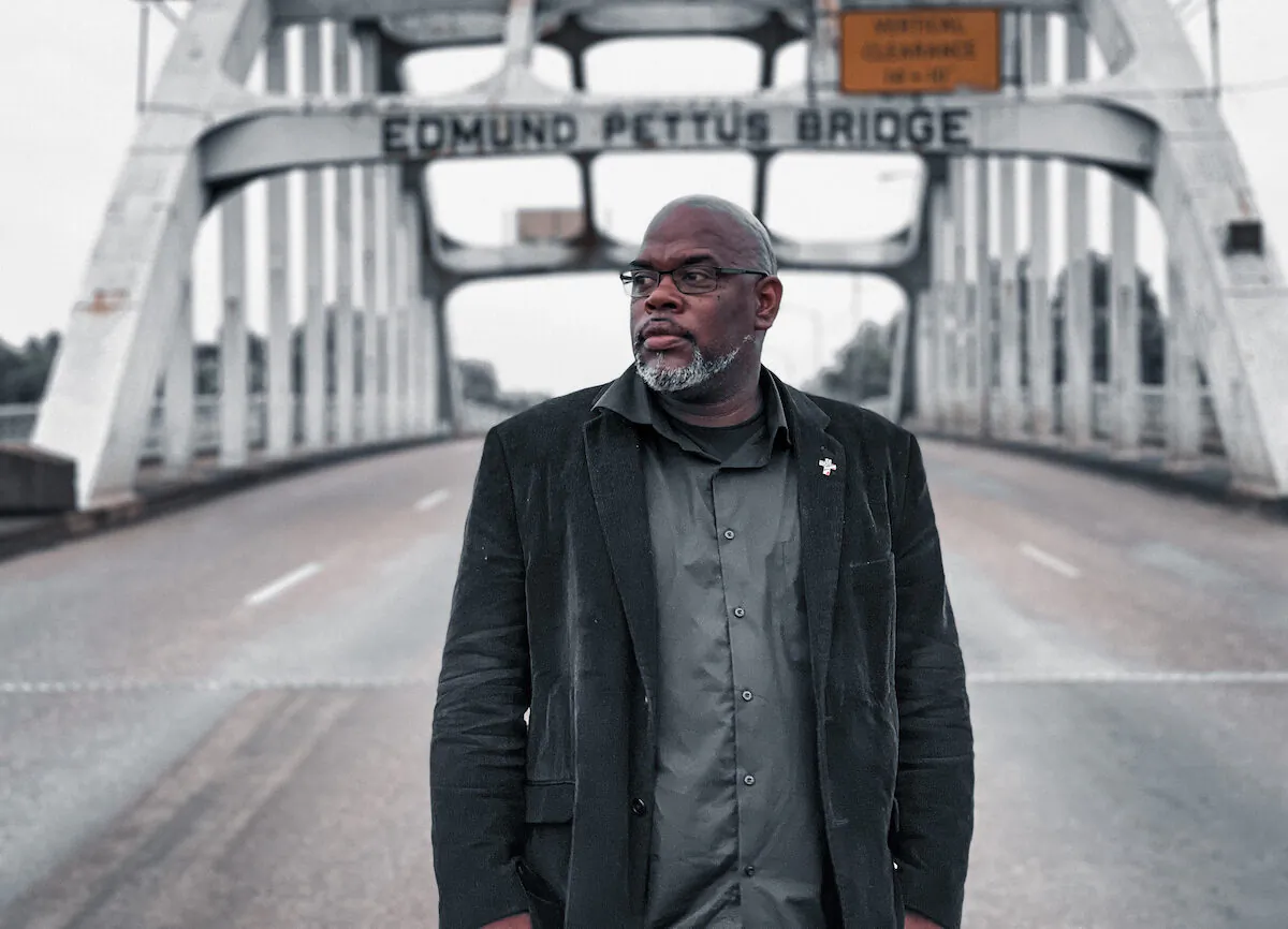 Brian Hawkins stands on the Edmund Pettus Bridge in Selma, Alabama. (Courtesy Brian Hawkins)