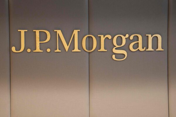 The logo of JP Morgan bank