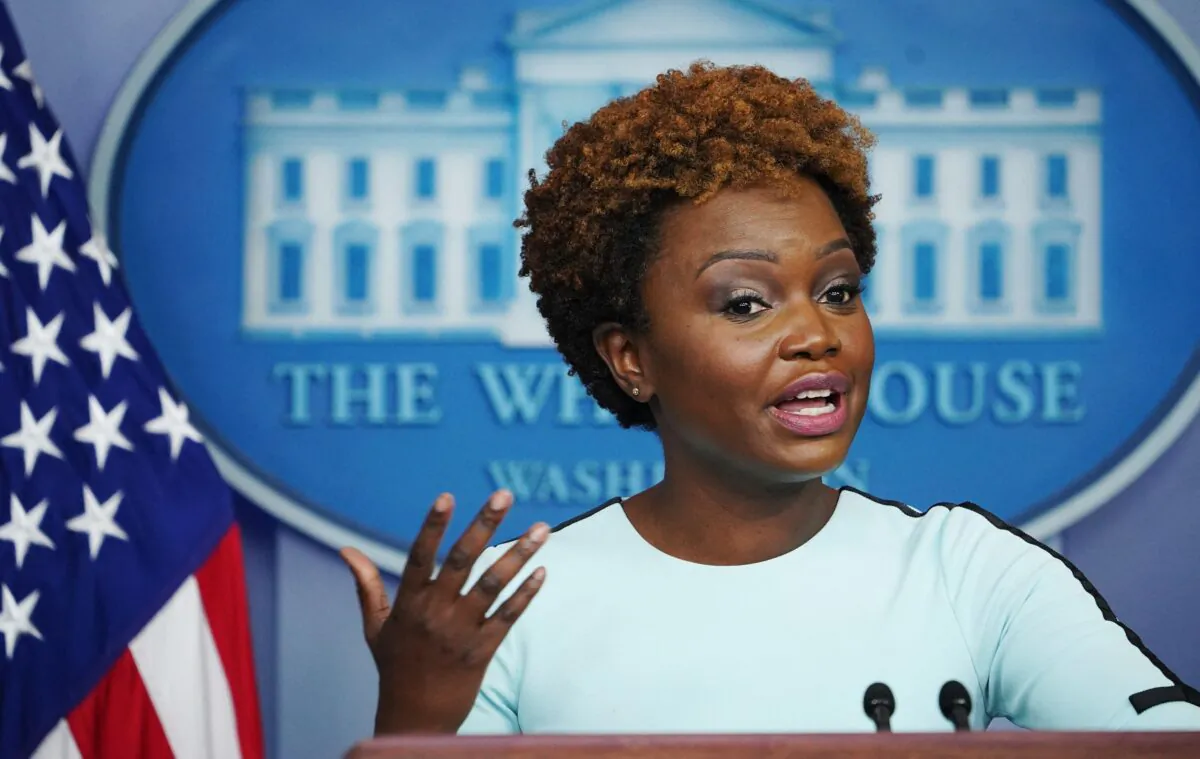 White House principal deputy press secretary Karine Jean-Pierre speaks during the daily briefing in the Brady Briefing Room of the White House in Washington, D.C., on Nov. 8, 2021. (Mandel Ngan/AFP via Getty Images)