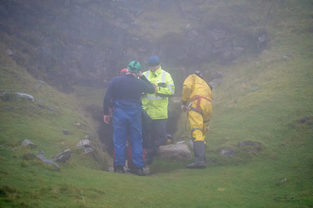 The man was brought out of Ogof Ffynnon Ddu in the Brecon Beacons. (Ben Birchall/PA)