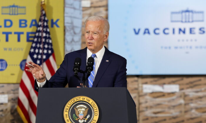 President Joe Biden gestures as he delivers remarks in Elk Grove Village, Ill., on Oct. 7, 2021. (Evelyn Hockstein/Reuters)