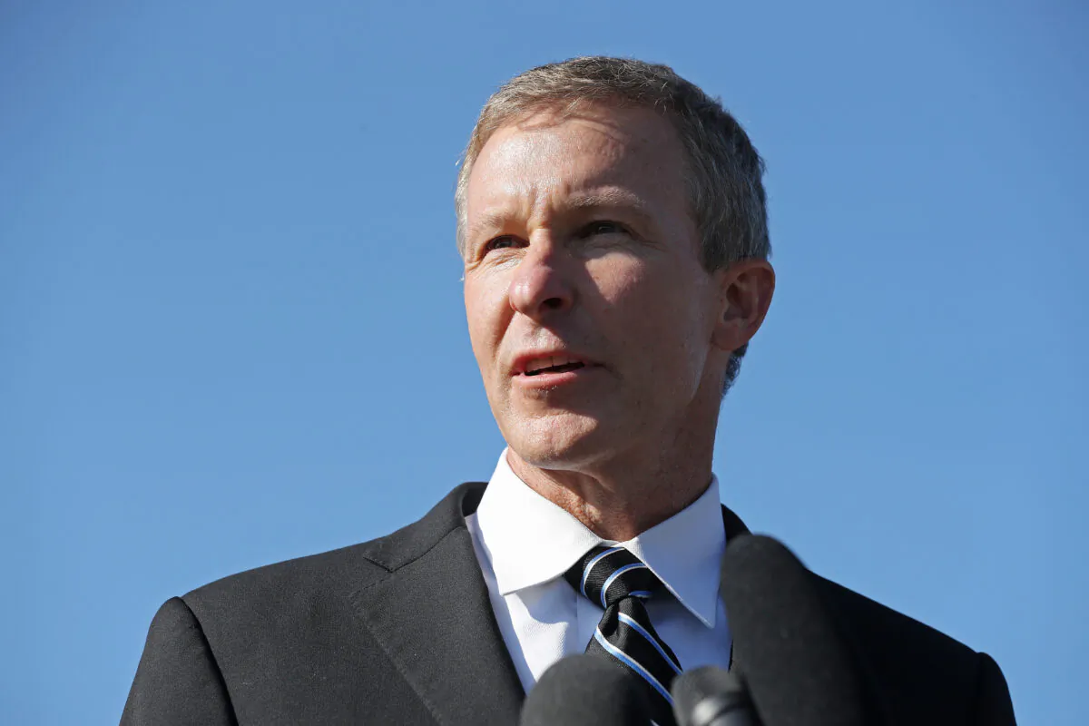 United Airlines CEO Scott Kirby speaks during a press conference in Washington, on Sept. 22, 2020. (Chip Somodevilla/Getty Images)