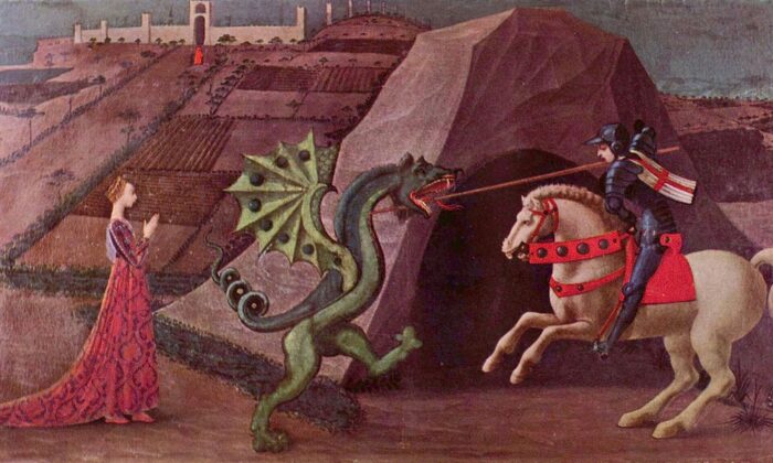 Sometimes the nonsensical can illuminate profound truths, like the making of a hero or saint. “Saint George Slaying the Dragon,” between 1456–1470, by Paolo Uccello. Musée Jacquemart-André. (PD-US)