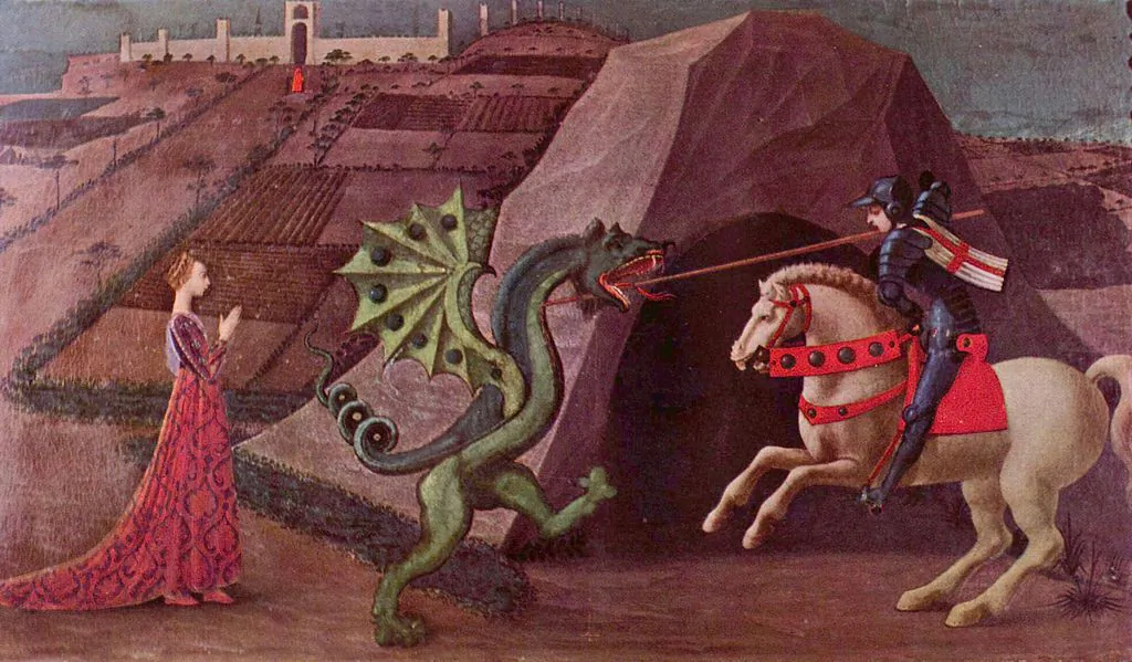 Sometimes the nonsensical can illuminate profound truths, like the making of a hero or saint. “Saint George Slaying the Dragon,” between 1456–1470, by Paolo Uccello. Musée Jacquemart-André. (PD-US)