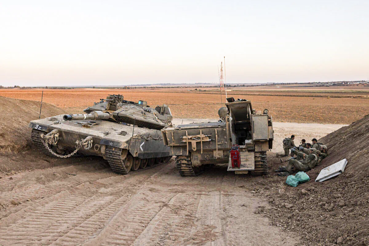 Israeli soldiers are positioned near the Israel–Gaza border, on Aug. 16, 2021. (Tsafrir Abayov/AP Photo)