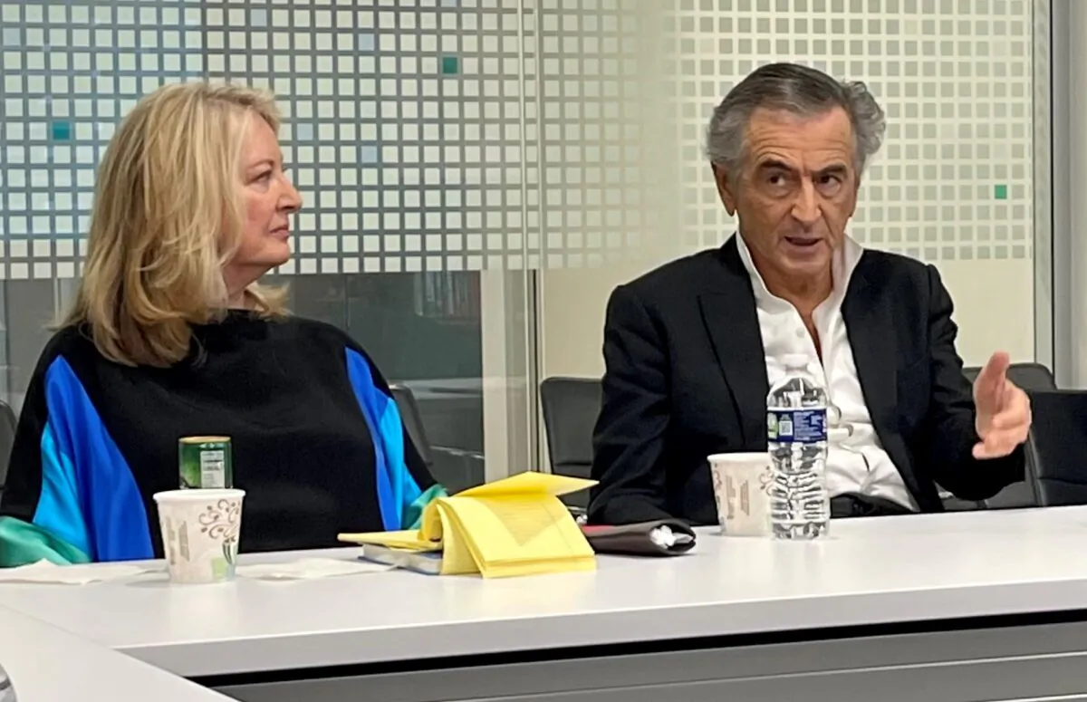 Nina Shea (L), religious freedom expert at Hudson Institute, and Bernard-Henri Levy (R) at the Hudson Institute in Washington on Oct. 27, 2021. (International Committee on Nigeria)