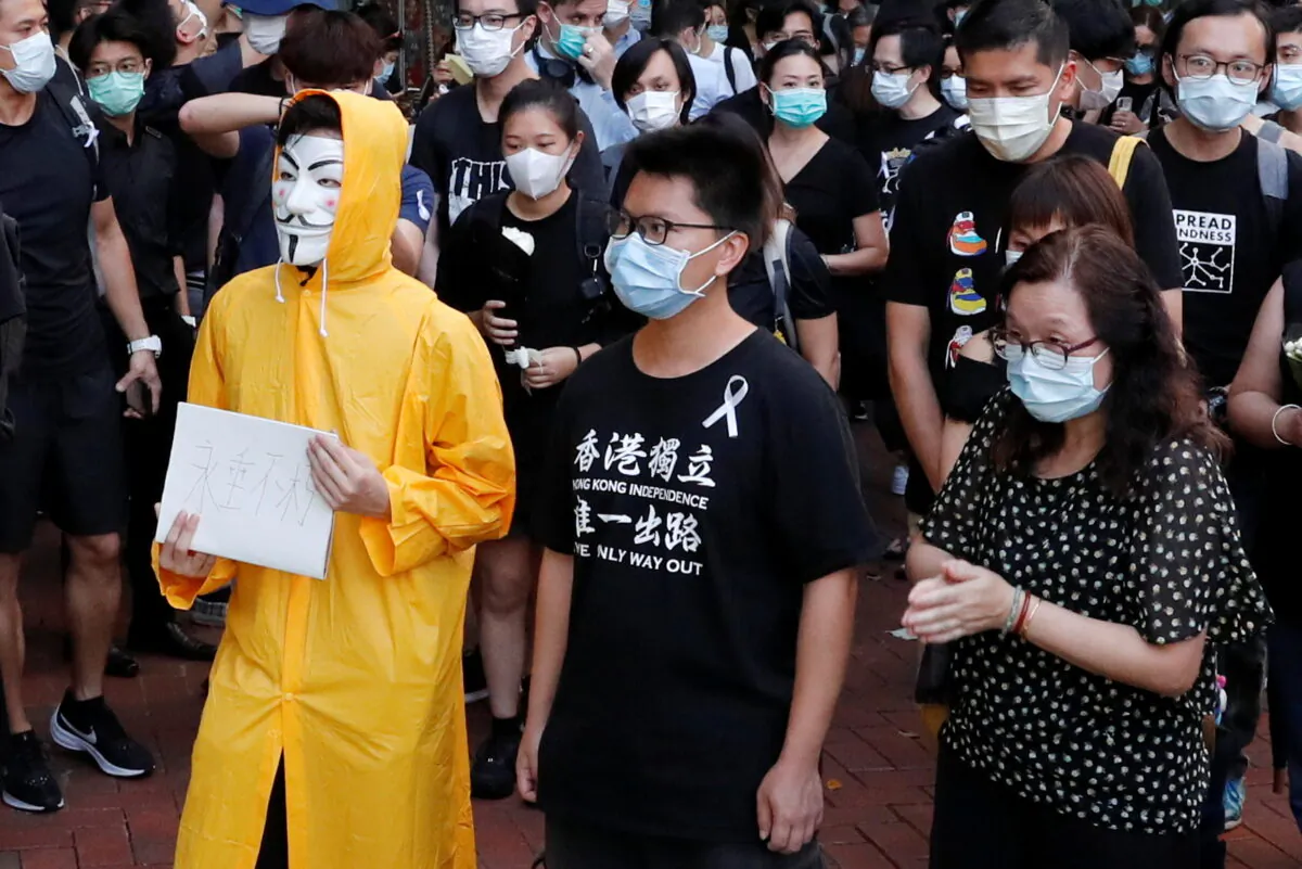 Hong Kong activist Ma Chun-man, dubbed "Captain America 2.0," attends a vigil in Hong Kong on June 15, 2020. (REUTERS/Tyrone Siu)