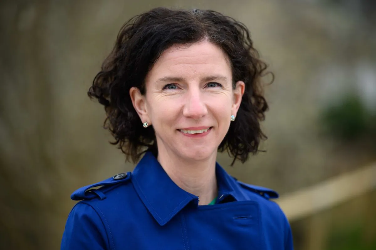 Then shadow chancellor Anneliese Dodds poses for a photograph during a visit to Milton Keynes University Hospital in Milton Keynes, England, on March 19, 2021. (Leon Neal/Getty Images)