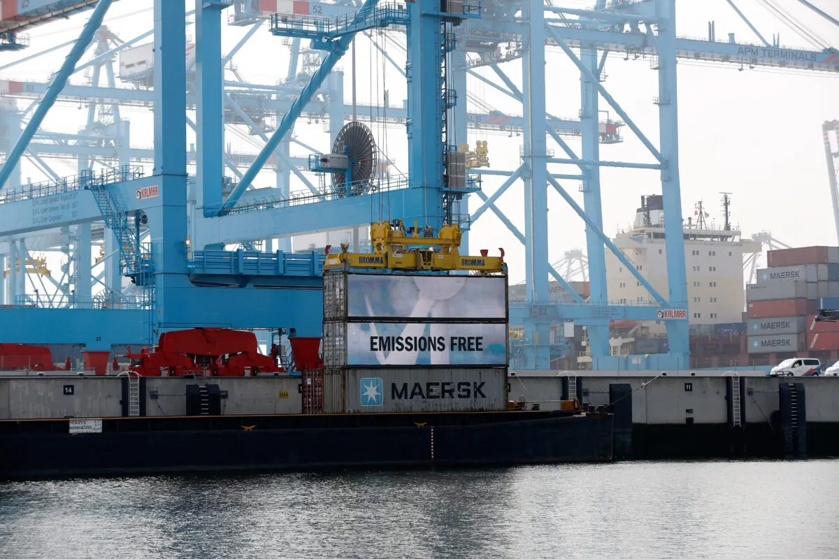 This picture taken on April 24, 2015 shows a general view during the official opening ceremony of the automated container terminal produced by APM Terminals in Rotterdam. APM Terminals, a Maersk company, was granted a concession for the development and economic use of a new container terminal in the  port of Rijeka in Croatia.  (Bas Czerwinski /AFP via Getty Images)
