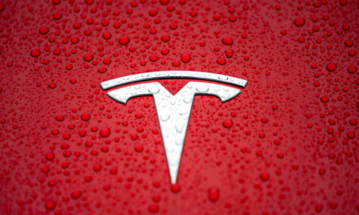 A Tesla logo is seen at the Tesla Shanghai Gigafactory in Shanghai, China, on Jan. 7, 2019. (Aly Song/Reuters)