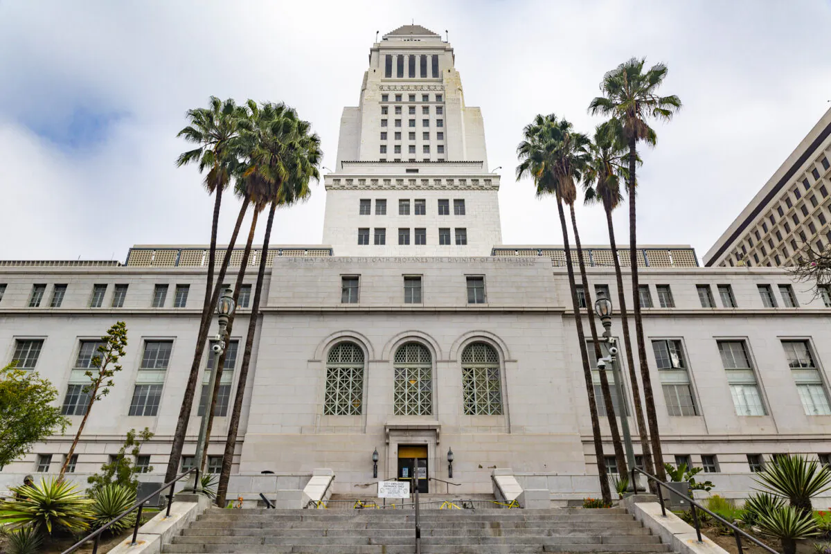 The Los Angeles City Hall is seen on Nov. 8, 2021. (John Fredricks/The Epoch Times)