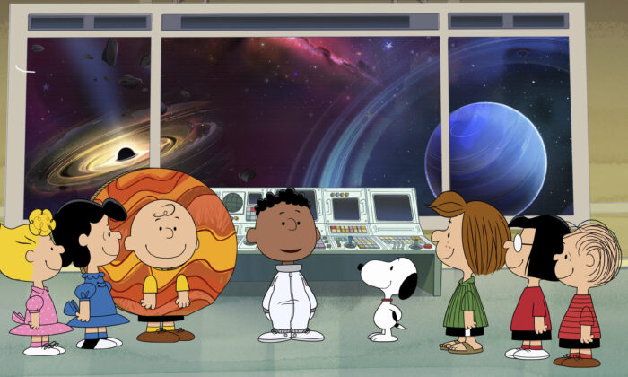 This image released by Apple TV+ shows a scene from "Snoopy in Space." (Apple TV+ via AP)