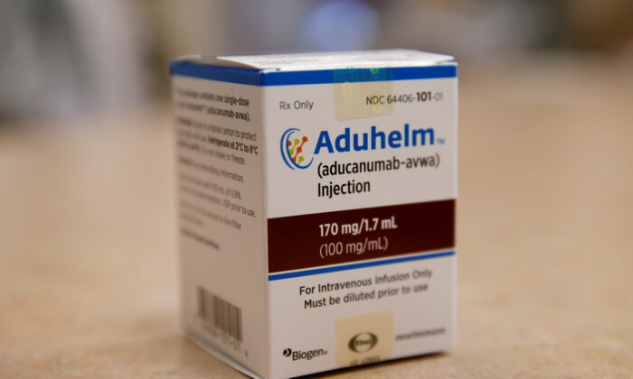 Aduhelm, Biogen's approved drug for early Alzheimer's disease, is seen at Butler Hospital, one of the clinical research sites in Providence, R.I., on June 16, 2021. (Jessica Rinaldi/Pool via Reuters)