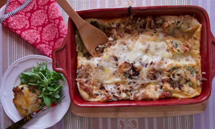 Transform whatever leftover stale bread, cheese, and add-ins you have on hand into this comforting casserole. (Victoria de la Maza)