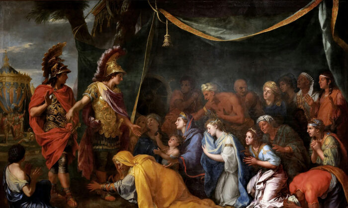 What would make a conquered ruling family bow before its enemy? “The Family of Darius Before Alexander,” circa 1660, by Charles
Le Brun. Palace of Versailles. (Public Domain)