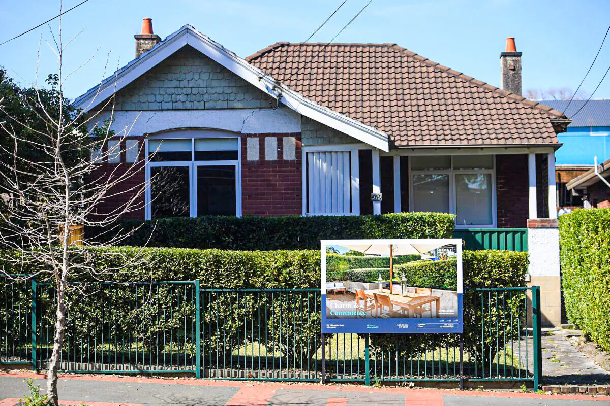 A property is seen for sale in Sydney, Australia, Sept. 1, 2021. (AAP Image/Dan Himbrechts)