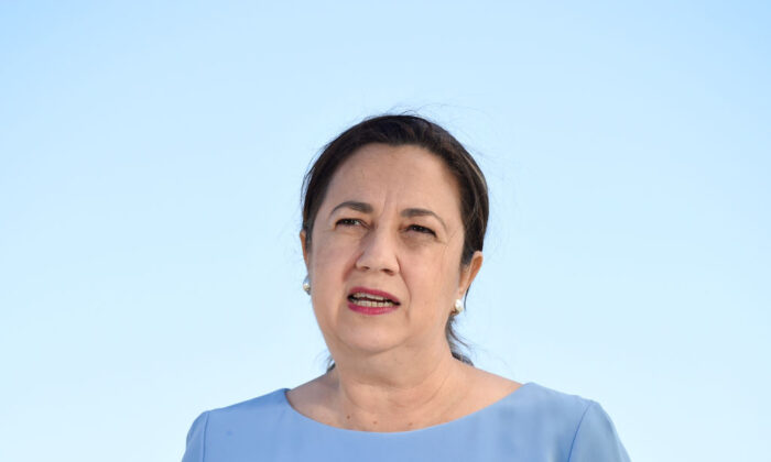 Premier Annastacia Palaszczuk speaks during a press conference on November 15, 2021 in Burleigh Heads, Australia. (Matt Roberts/Getty Images)