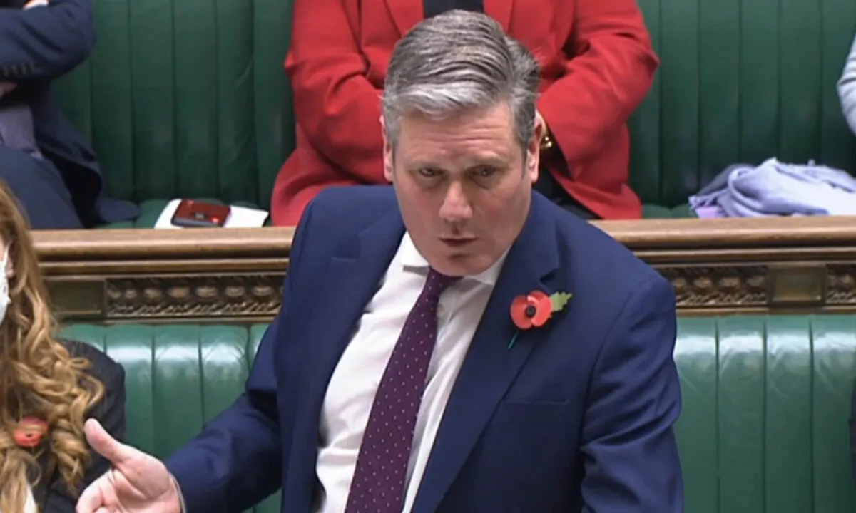 Labour Party leader Sir Keir Starmer speaks during a emergency debate relating to standards in the House of Commons in London on Oct. 8, 2021 (House of Commons/PA)