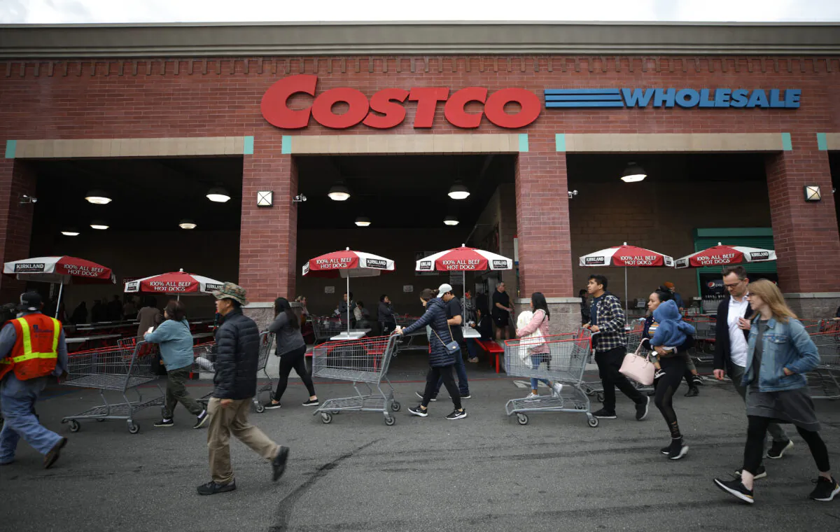 People enter a Costco Wholesale in Glendale, Calif., on March 12, 2020. (Mario Tama/Getty Images)